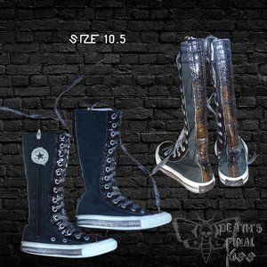 Converse knee high xxhi boots 10.5 black silver sparkles RARE punk rock n roll
